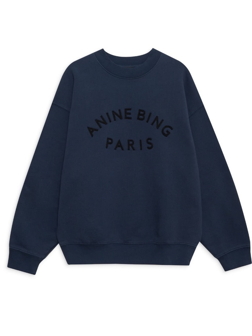 Anine Bing Jaci Sweatshirt in Paris Washed Navy Blue NWT w/ Flaw